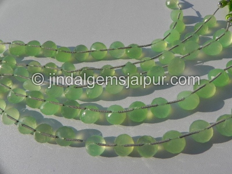 Apple Green Chalcedony Faceted Onion Shape Beads